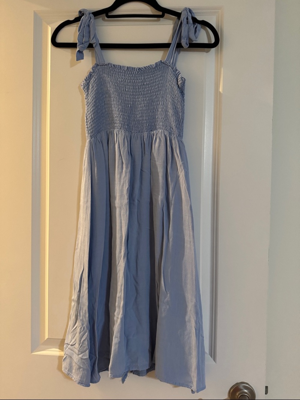 Light Blue Smocked Sundress with Tie Straps